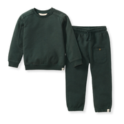 Acid Wash Sweatshirt & Pants Set - Zucchini Green